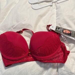 Daisy Fuentes Vibrant Red Lace Push-Up Bra